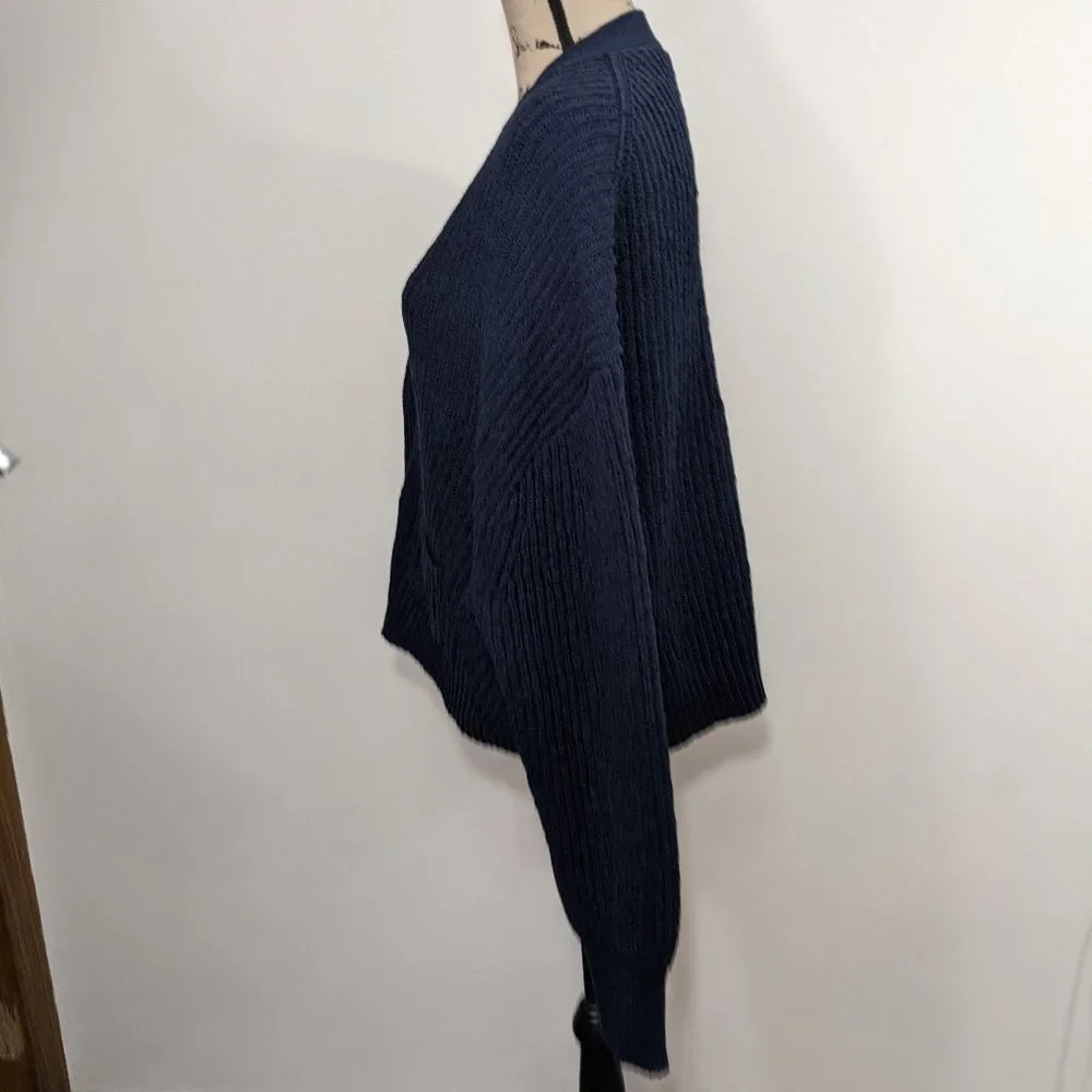 NWT J. Crew Cropped Patch Pocket Beach Cardigan Sweater Navy Size 2XL AY828